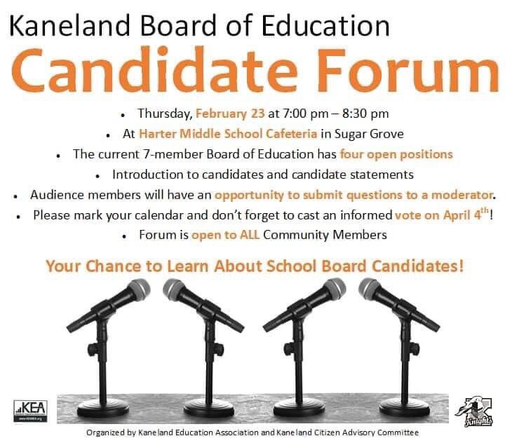 There is a candidate forum for the @Kaneland302 Board of Education Candidates on February 23. If you have children in the Kaneland School System, I’d encourage you to attend and get involved. #twill #Election2023🇺🇸
