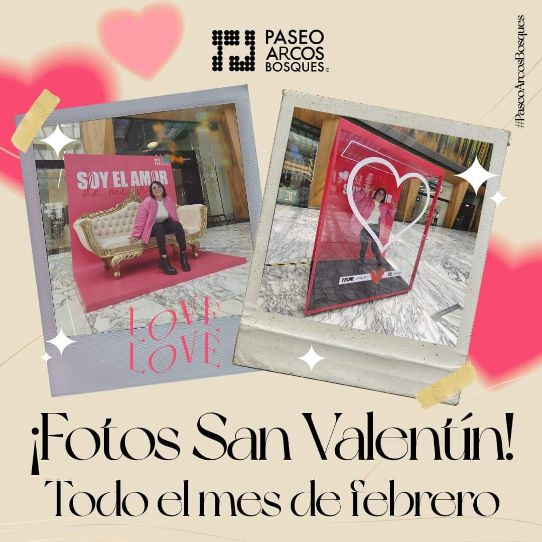 Lleva contigo un recuerdo que perduré por siempre al lado de tu persona especial📸 y vengan a tomarse juntos una foto en #PaseoArcosBosques👫 durante todo el mes de febrero.