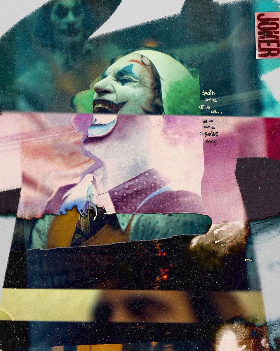 thisisokperfect's tweet image. Pullin' these #Rauschenberg inspired @jokermovie artwork we did for a little #tbt 💣️ #creativeagency