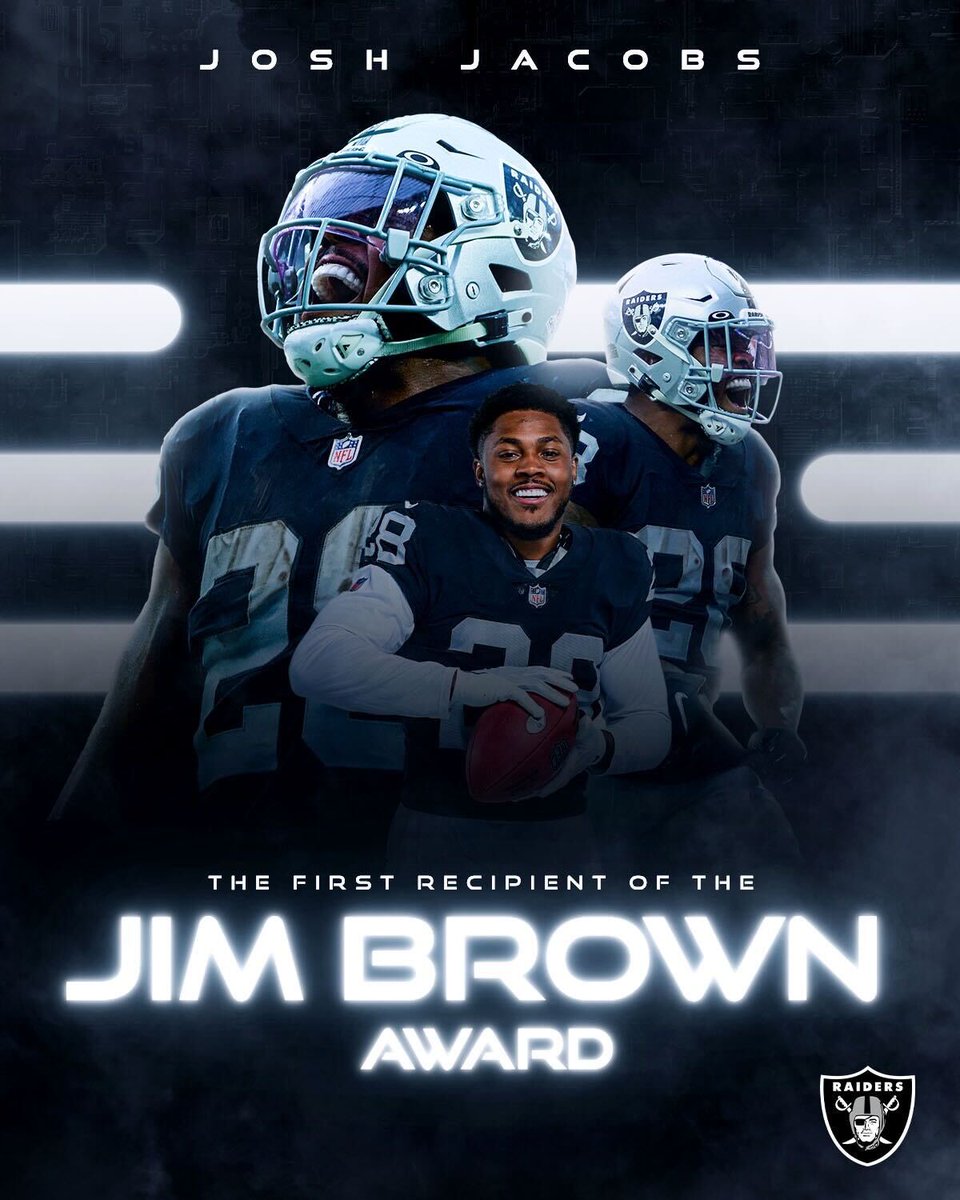 The very first. 🏆

<a href="/iAM_JoshJacobs/">Josh Jacobs</a> is the inaugural Jim Brown Award winner, given to the player with the most rushing yards each season.