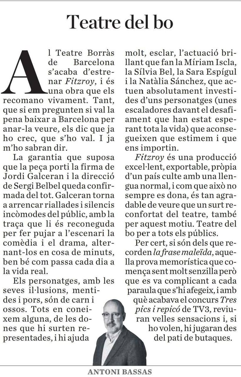MiriamIsclaNews's tweet photo. opinió d'@antonibassas de #fitzRoy :-) https://t.co/VVDCatzSjQ