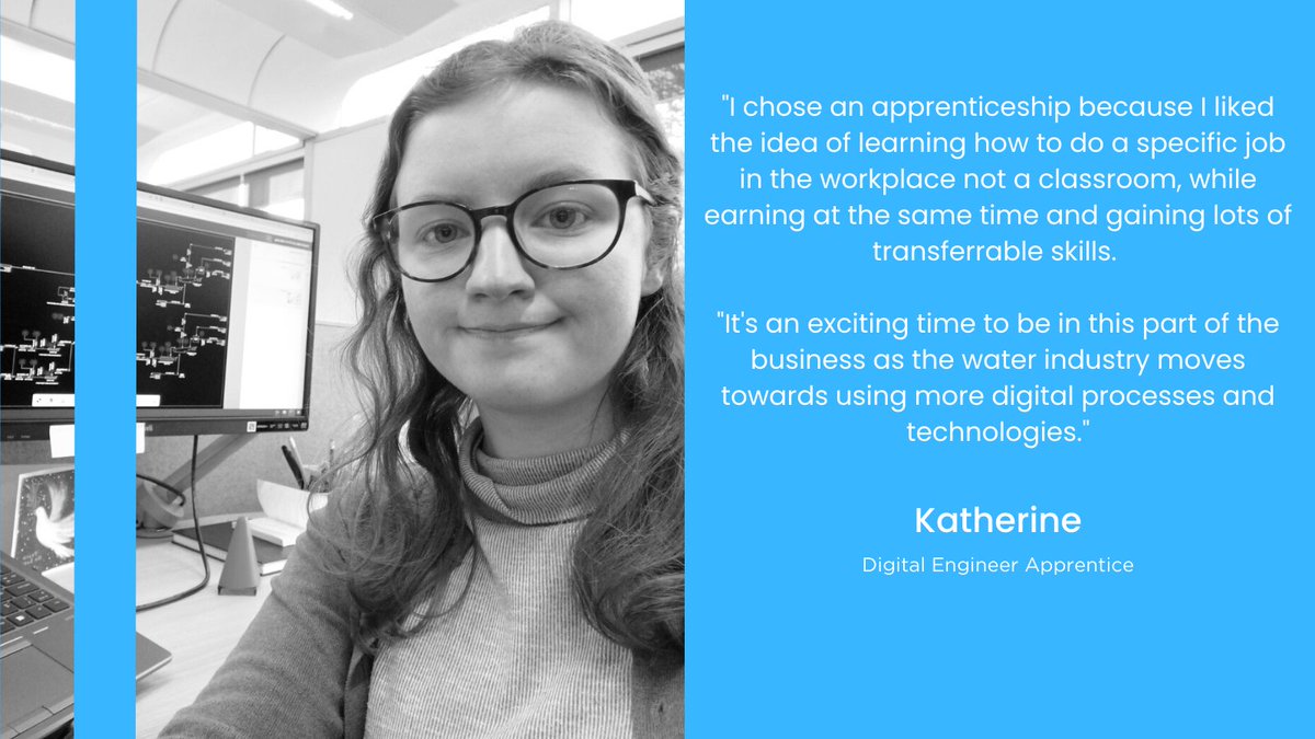 Meet Digital Engineering Apprentice Katherine👋 Her role involves learning new software and digital processes as part of the Digital Engineering and Business Improvement team. Find out about her experience👇 For more info visit: wessexwater.co.uk/apprenticeships #NAW2023 #SkillsForLife