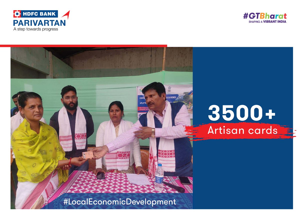 GrantThorntonIN's tweet image. #LocalEconomicDevelopment | #GTBharat team in Golaghat made a significant impact by providing 3500+ Artisan cards, 250+ Ayushman Bharat cards, and 50 Yarn Card Passbooks to the women artisans in the block.