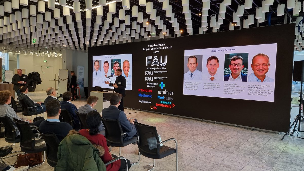 rothnroll's tweet photo. Opening of the first symposium of the next generation surgical simulation initiative #NGSS here at @UniFAU @d_h_i_p by President @Hornegger. More than 40 invited #surgeons and #scientists stick their heads together today to shape the future of surgical simulation. @aibe_fau https://t.co/Q3RoE3oR2j