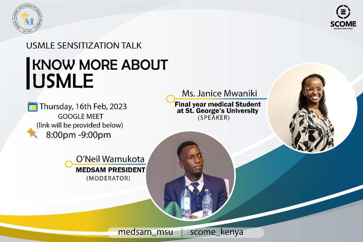 Are you interested in practising medicine in the US but don't know where to begin? Worry not, we got you! Join us on 16th February from 8pm to 9pm to learn more about USMLE and start your journey towards medical practice in the US. Meeting link: meet.google.com/jwy-cyuk-igh.