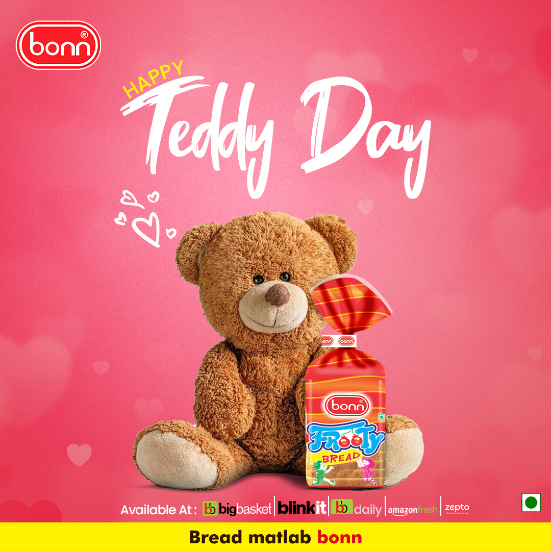 Bonnfoods's tweet image. On this Happy Teddy Day, let's celebrate with
a warm embrace and a sweet treat. Bonn frooty bread is the perfect way to show someone you care.
#HappyTeddyDay #breadLove #SpreadHappiness
#frootyBread #KhayalApnoKa
 #BreadMatlabBonn  #healthy #couplegoals #couple #love #teddy