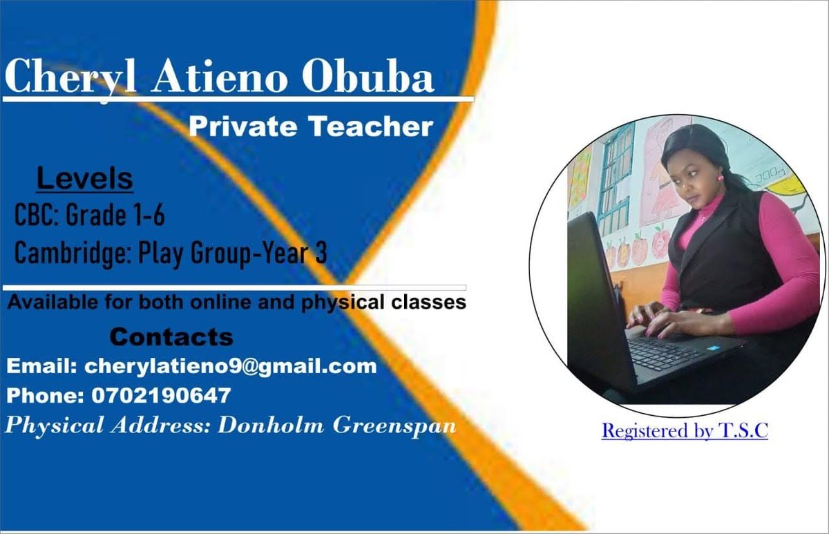 AmmonAllen's tweet photo. Looking for not only a qualified trained teacher but also a TSC registered teacher with VAST experience? Save yourself the trouble; look no further - here she is. Feel free to reach out. https://t.co/ZfMEWKCf1H
