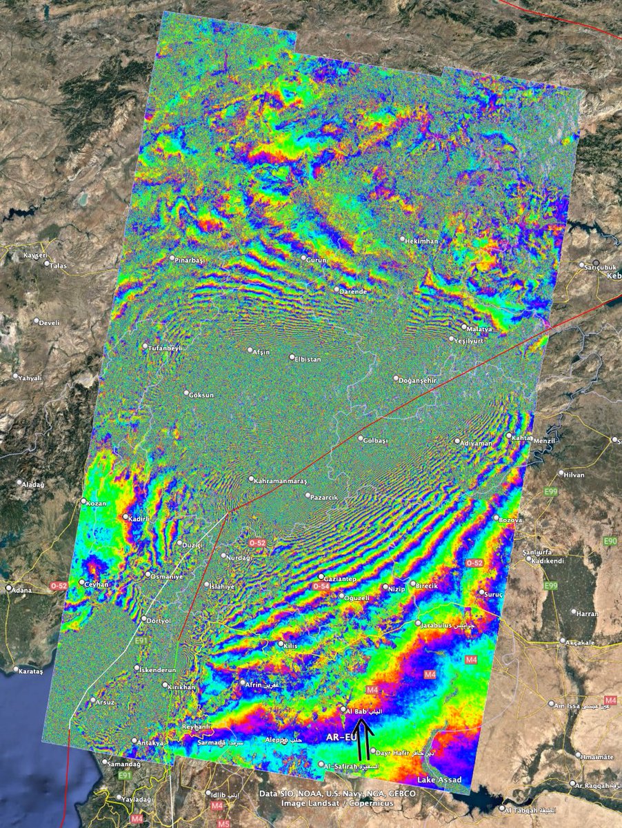 A complete view of the 300km rupture from the #ESA #Sentinel1 satellite.