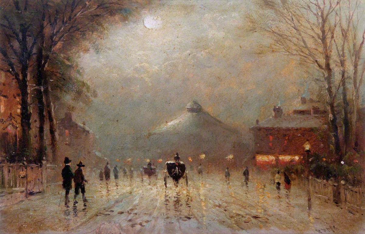 PaintingsLondon's tweet photo. 'Chalk Farm Road from Haverstock Hill' || 1880-1890 || Robert Finlay McIntyre

(Camden Local Studies and Archives Centre) https://t.co/SEzOq02Byi