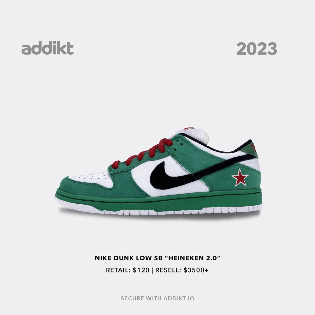Nike Dunk Low SB “Heineken 2.0” dropping this year! 
-
Sign up for addikt restocks at Addikt.io or click the link in our bio.