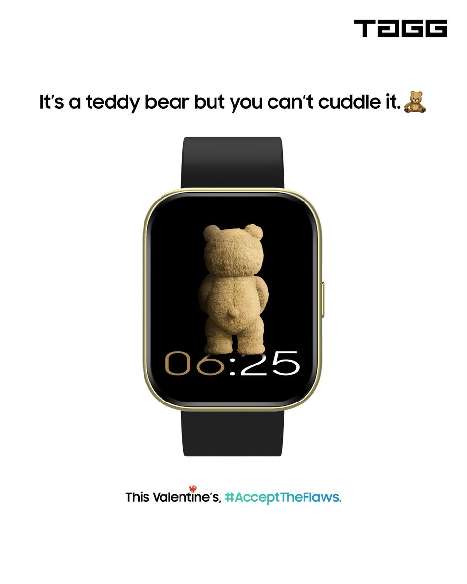 TAGGOfficial's tweet photo. You can also have a Dog, Tiger, Whale, Dinosaur, and other 100+ types of watchfaces. 🧸

#AcceptTheFlaws this #Valentines! 🫶

That's TAGG Verve Max for you.

#TAGG https://t.co/5mwa390iIX