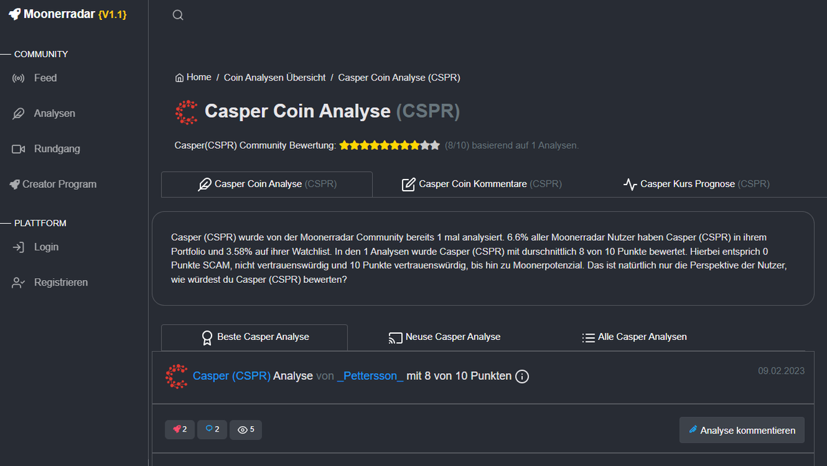 moonerradar's tweet photo. Ausführliche Analyse online zu #casper:

Eigene dezentrale Layer-1 PoS Blockchain, die die Grundlage für eine Massenadaption mit Fokus auf Unternehmen schaffen möchte.

Hier geht's zur Analyse:
https://t.co/qPrKMXOvox

Hast du #CSPR im Portfolio? https://t.co/ojpCoqD2rL