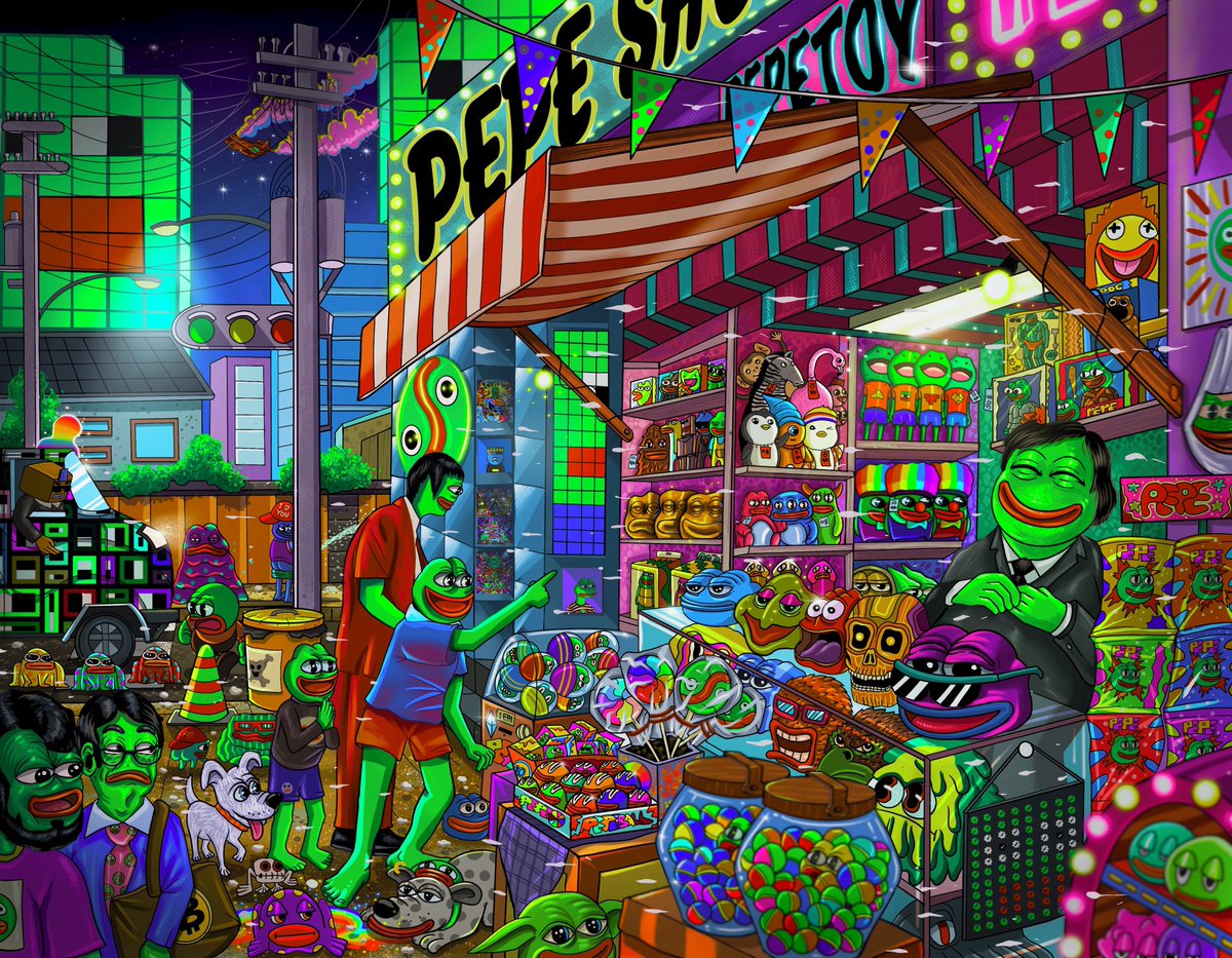 BaanbeS's tweet photo. 🐸PEPE SHOP🐸
Pepe Shop is like another childhood memory. is to spend time in your favorite toy store. We spent a lot of time in the shop, admiring, touching, wanting, wanting to own all of them. Even then, I could only admire it. but happy. ❤️🙏🏻#FrogFam #NFTCommmunity https://t.co/4CcVvkeEYU