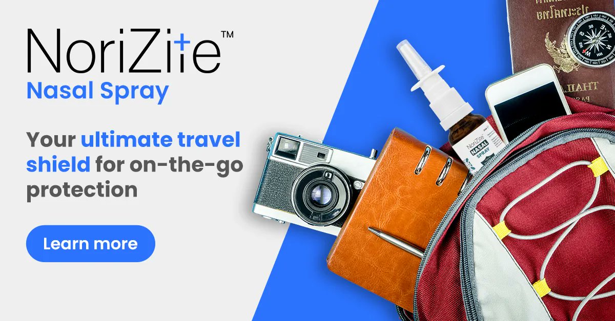 NoriZite #NasalSpray provides an added layer of protection from airborne germs and #viruses when on the move. Proven anti-viral ingredients &amp; maximum surface coverage. Now back in stock: buff.ly/3Nj44sw #Travel #Holiday #PublicTransport