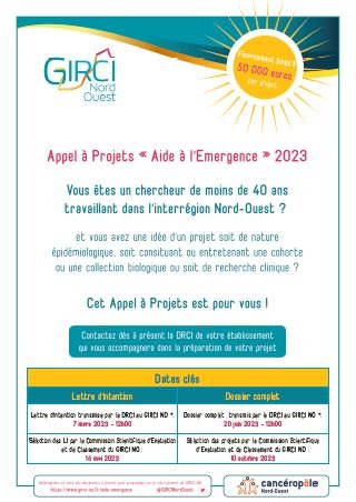 📣Lancement de la campagne de l'appel à projets "Aide à l'#Emergence" 2023 du #GIRCI Nord-Ouest ! 
🗓️Dépôt des lettres d'intention en ligne : jusqu'au 07/03/2023 - 12h00
Toutes les infos : girci-no.fr/aide-emergence