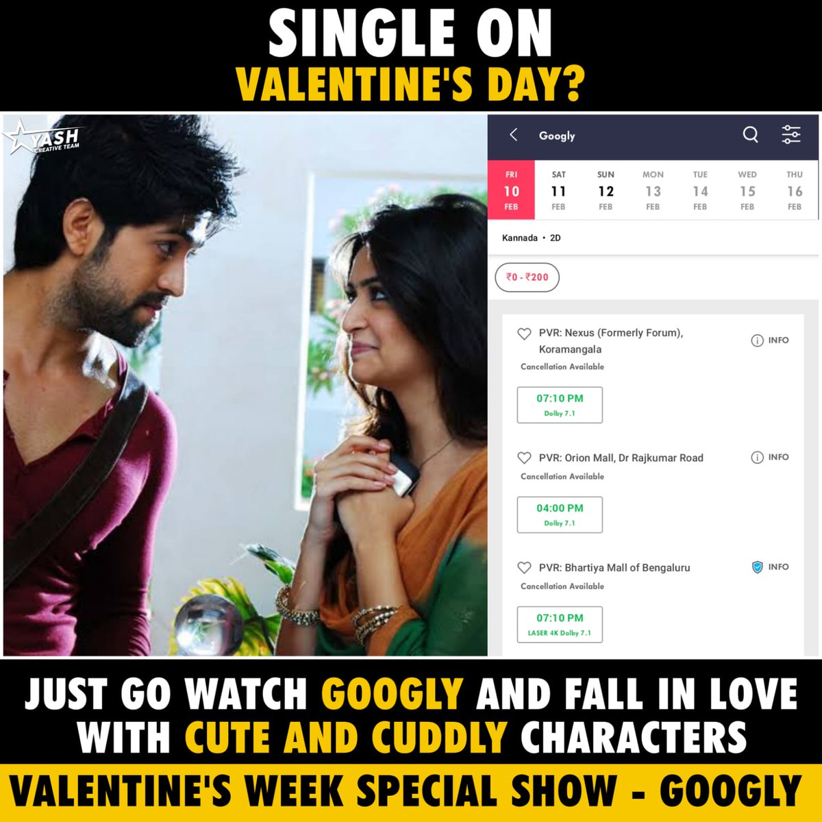 Team YCC (@yashfc) on Twitter photo Make sure to catch up the CULT CLASSIC #Googly this weekend if u have not experienced it in the cinemas. ❤️
#YashBOSS #KGFChapter2 #Yash19 <a href="/TheNameIsYash/">Yash</a>
<a href="/PavanWadeyar/">Pavan Wadeyar</a> <a href="/kriti_official/">kriti kharbanda</a> Make sure to catch up the CULT CLASSIC #Googly this weekend if u have not experienced it in the cinemas. ❤️
#YashBOSS #KGFChapter2 #Yash19 <a href="/TheNameIsYash/">Yash</a>
<a href="/PavanWadeyar/">Pavan Wadeyar</a> <a href="/kriti_official/">kriti kharbanda</a>