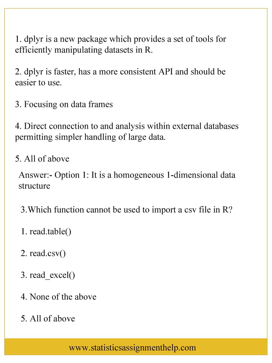 statisticsassi5's tweet image. My name is Penny Forell. I am associated with statisticsassignmenthelp.com and have been helping students with their R Programming assignments. To see the full assignment visit:- lnkd.in/dR_cs8ey
bit.ly/3hYGXYZ 
#statisticsassignmenthelp #Rprogrammingassignmenthelp