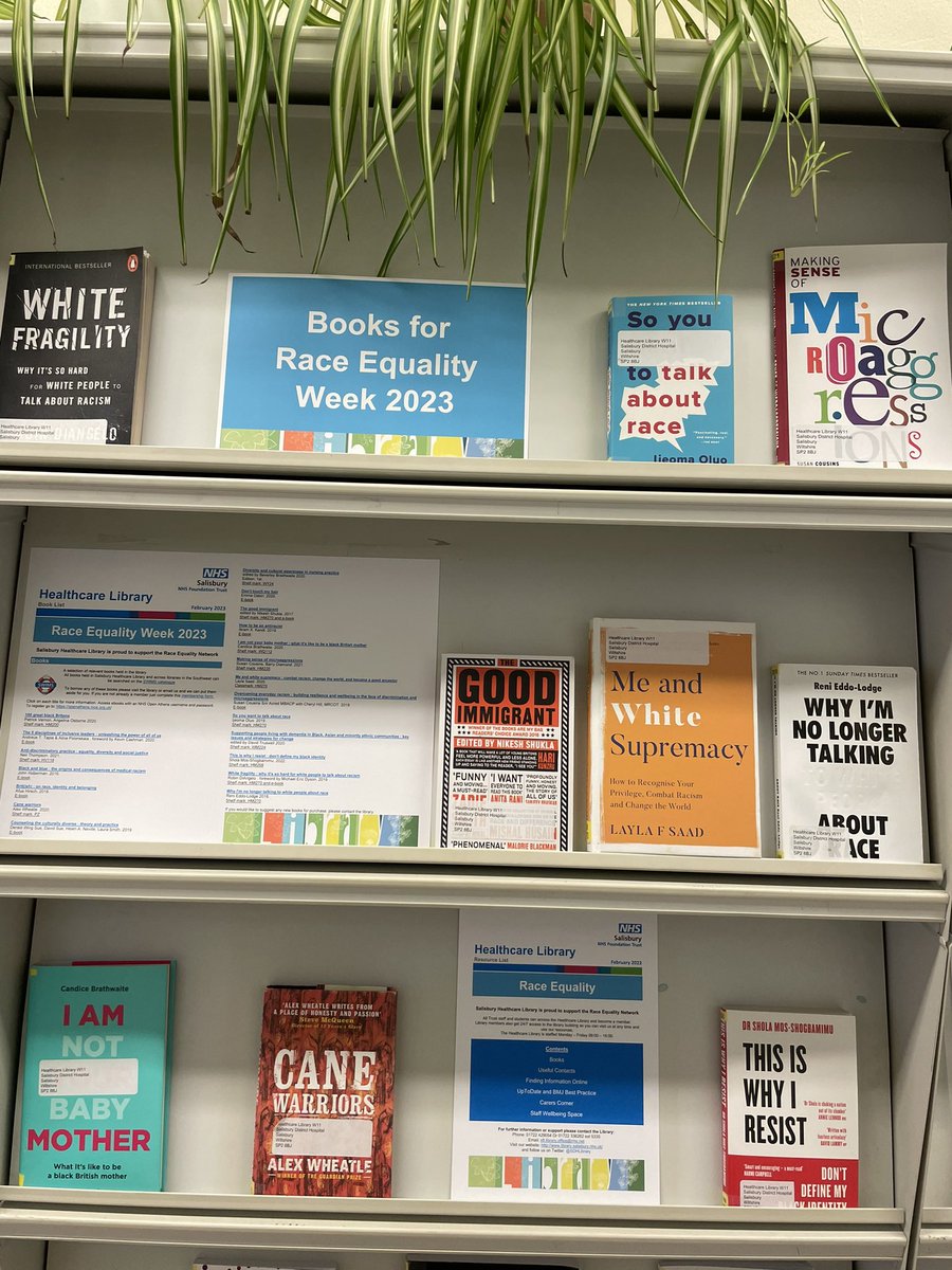 SDHLibrary's tweet photo. Grab a book, real or virtual, for Race Equality Week.   @NetworkEquality @SalisburyNHS #RaceEqualityWeek2023 #RaceEqualityWeek https://t.co/F1g9lQAgjb