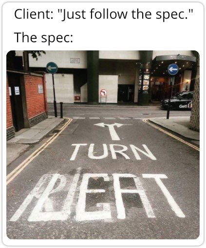TechTigerAU's tweet photo. Wait… you mean there is a spec file? Yeah… right… 🙄

#tech #techcommunity #techmemes #backend #backenddeveloper #developermemes #developer #developerslife #devmemes #devcommunity #devlife #programmingmemes #programming #programmerslife #programmingjokes #programmersbelike https://t.co/zG03gS1oBG