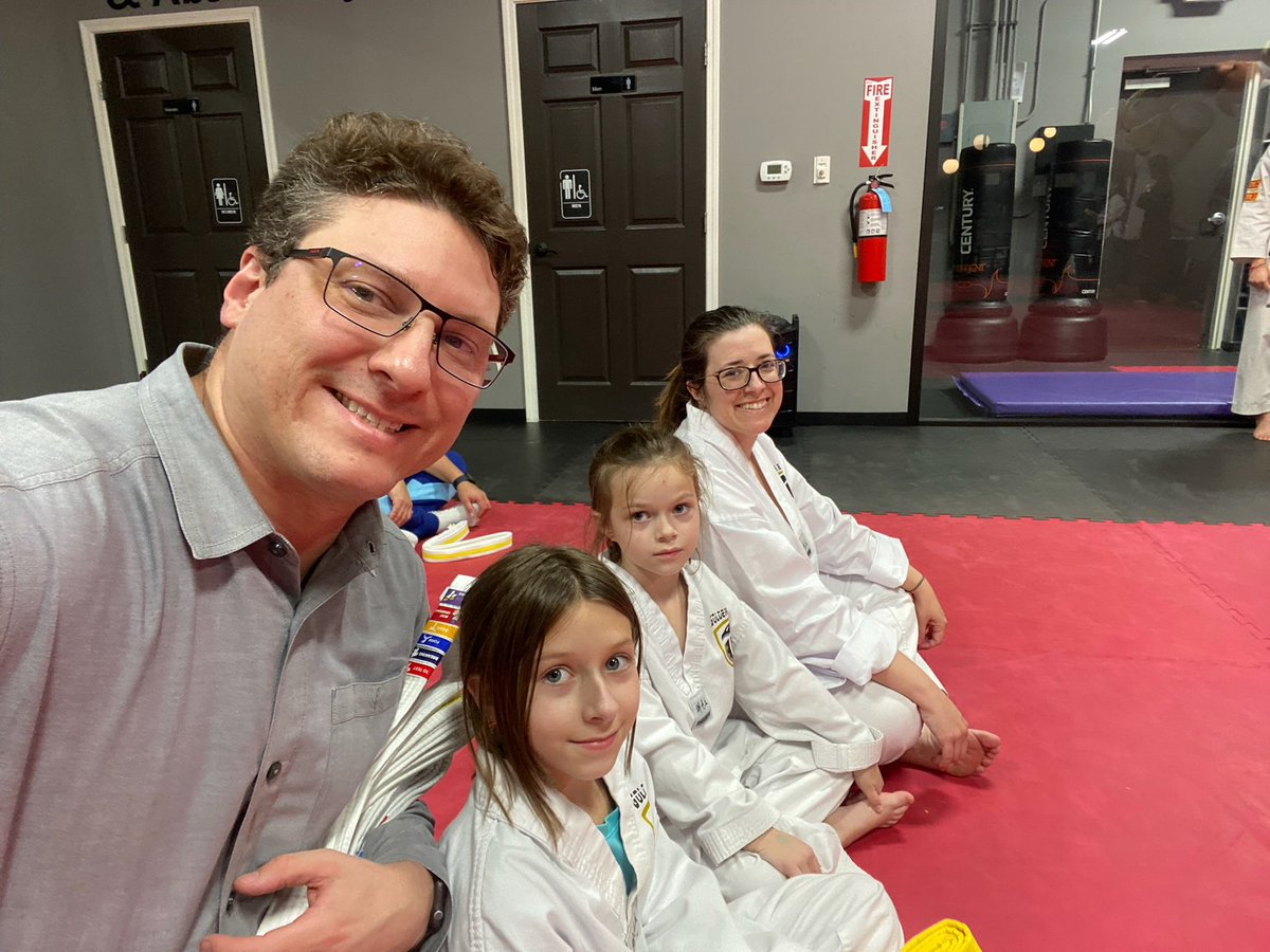 In January I decided it was time to get off the bench and do taekwondo with my kids. Today I broke my first board. If I want to show my girls to be lifelong learners they need to see mom learning new things too #momsAsPrincipals