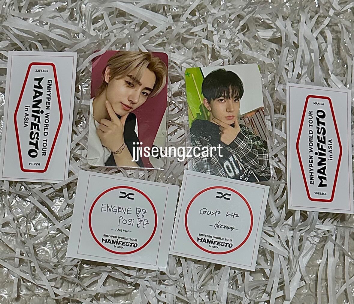 itsbforbambhee's tweet photo. wts lfb manifesto in manila engene zone

⟡ heeseung pc + sticker
⟡ sunghoon pc + jungwon sticker
   — ₱4500/4000 if payo + pf

⤷ mint condi
⤷ must have ph add

pcs are @jjiseungz's. pls dm her directly if interested. 

# enhypen ph mnl https://t.co/BrPvHgripT