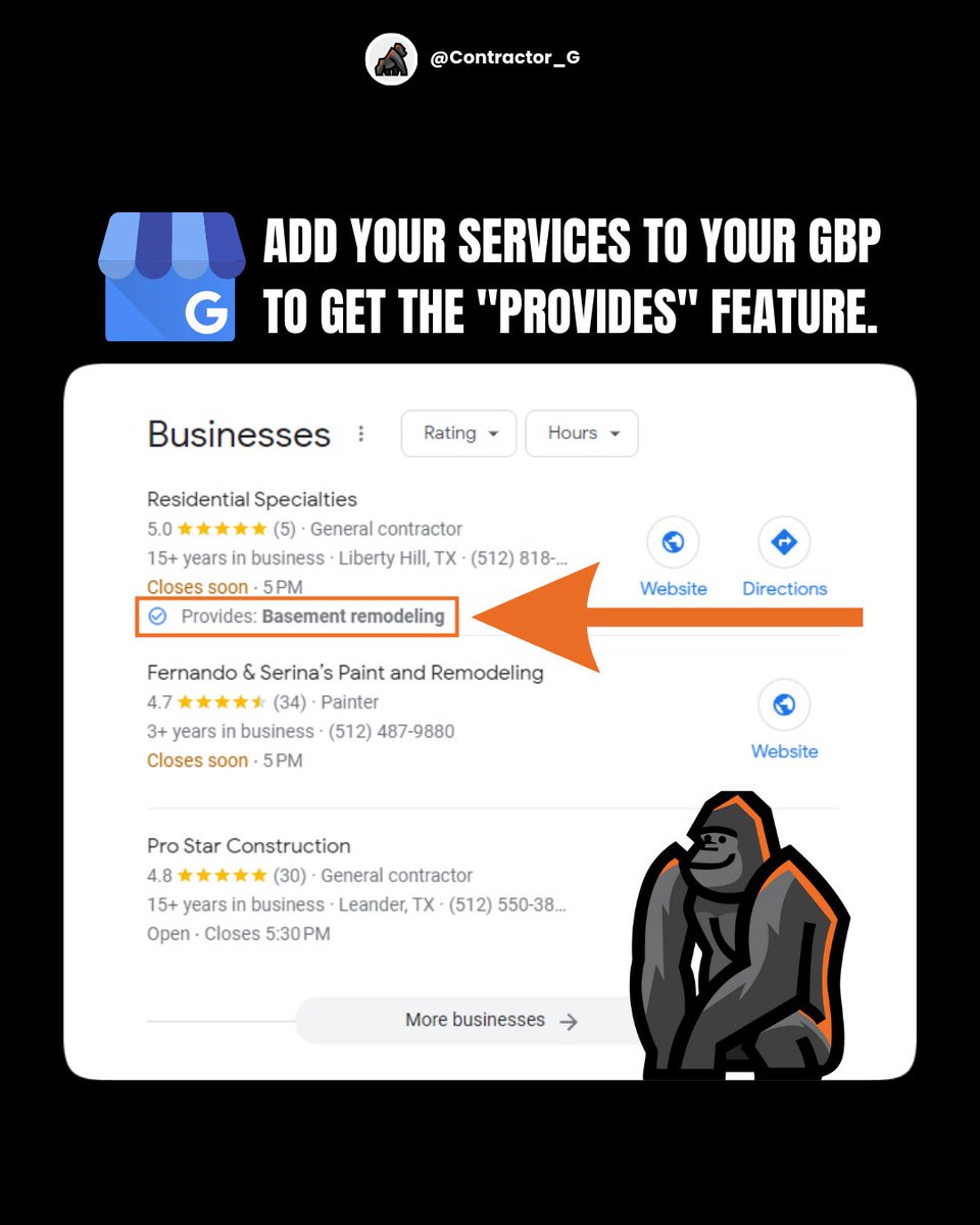 Don’t forget to add your #services to your Google Business Profile! #GBP

The services appear on local #search results under the "Provides:" feature, which is very eye-catching 👀 and drives more clicks and conversions.📈