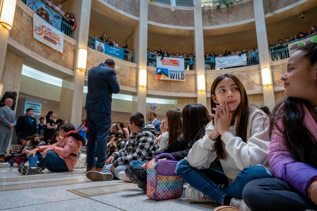 Allison Aguilar, 10, and other students from Mary Ann Binford Elementary, attend the celebration of  Westside Day at the Legislature, Thursday. Around 700 kids and chaperones attended the 14th annual celebration of the Westside of Albuquerque in the legislature.