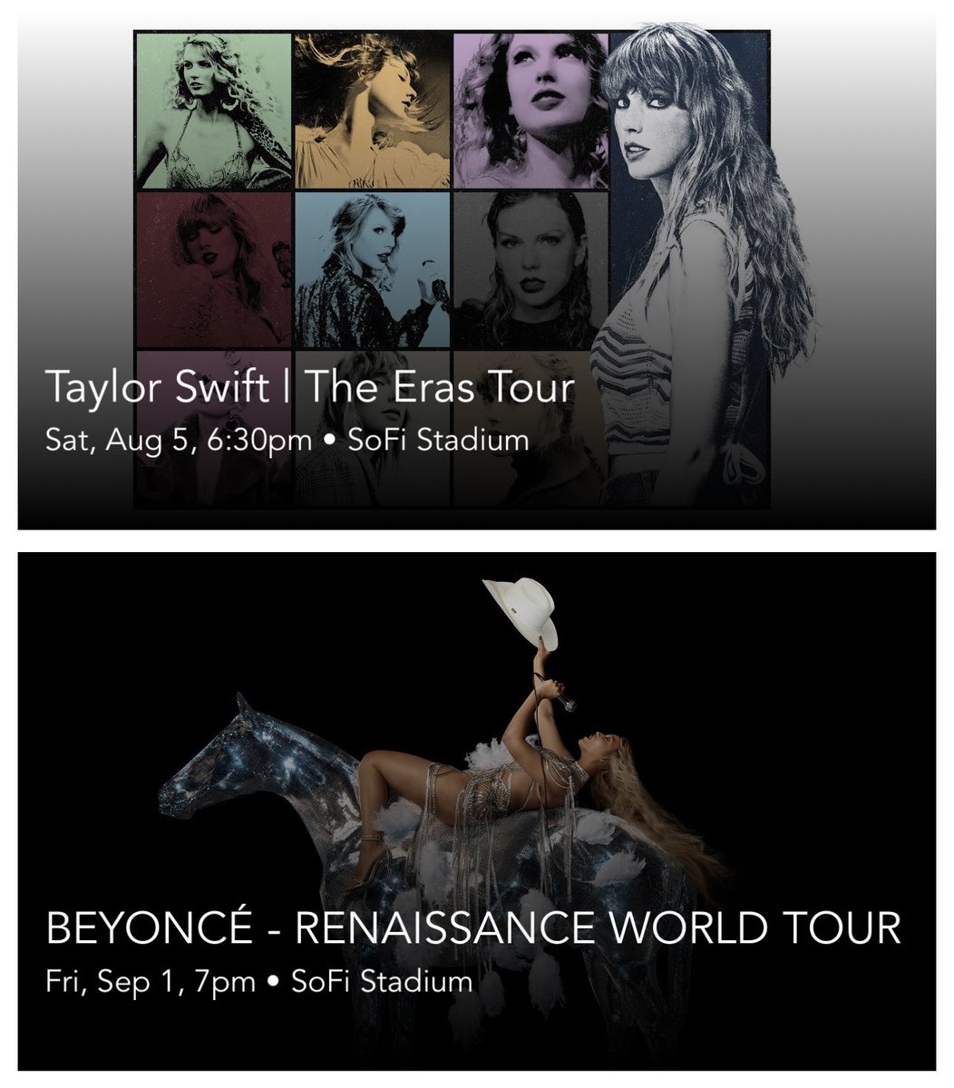 _antsassy's tweet photo. Collecting concert dates like infinity stones for my big, gay #SeptemberSpringSummer

#RenaissanceWorldTour #SOSTour #DirtFemmeTour #ErasTour @Ticketmaster https://t.co/ptwlT1W8xU