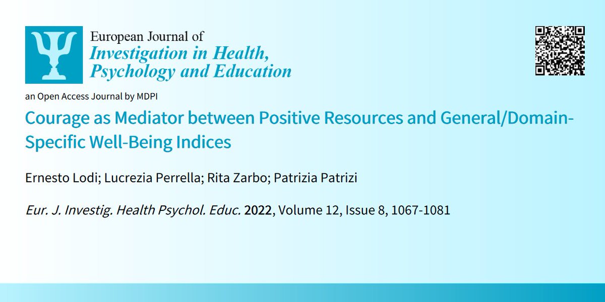 EJIHPE_MDPI's tweet photo. 🤩🥳Welcome to read📢👉"#Courage as #Mediator between #PositiveResources General/#DomainSpecific #WellBeingIndices"📜by🧑‍🎓Ernesto Lodi et al.:📍https://t.co/6yv7zxVyn6
#hope #optimism #flourishing #lifesatisfaction #academicsatisfaction #collegesatisfaction #positiveresources https://t.co/M4XAq55vzA