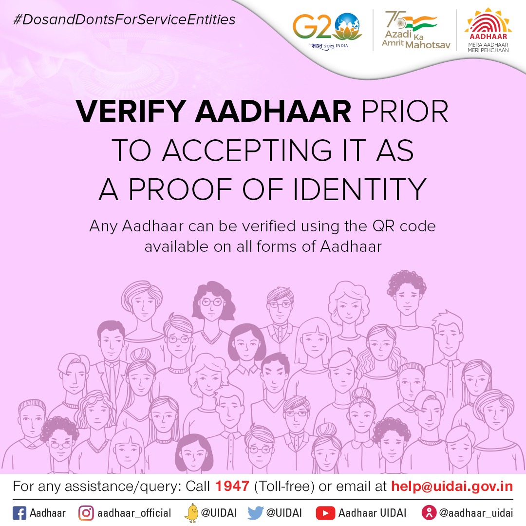 Aadhaar on Twitter "DosandDontsForOVSE Verify Aadhaar prior to