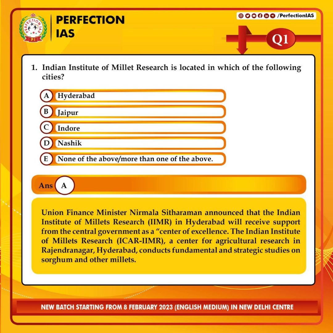 भारतीय बाजरा अनुसंधान संस्थान निम्नलिखित में से किस शहर में स्थित है?
. 
. 
. 
#milletresearch #nirmalasitaraman #hyderabad #icar #iimr #sorghum #rajendranagar #agriculturalresearch #bpsc #upsc