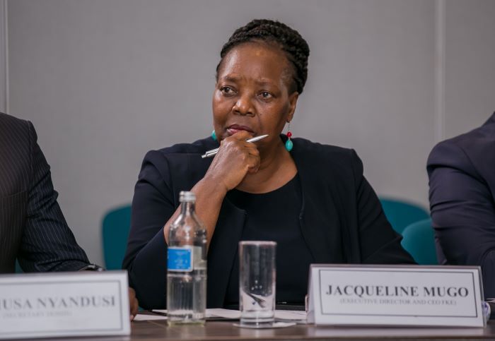 Ms. <a href="/Jacquelinemugo2/">Jacqueline mugo</a>, CEO, FKE,  speaking during the World Bank Occupational Health and Safety Panel Discussion . The panel discussion brought together key stakeholders in the labour sector to discuss Kenya’s OSH challenges and potential solutions.
#OSH
#WorldBank