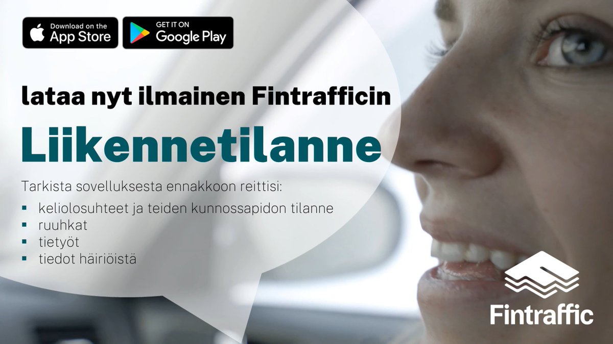 Fintraffic_fi's tweet photo. Liikenteeseen lähdössä? Vältä ruuhkat, ennakoi kelitilanne ja ole perillä ajoissa. Ota käyttöösi Fintrafficin ilmaiset liikenteen verkko- ja mobiilipalvelut ja tiedät mitä liikenteessä tapahtuu. Lue lisää https://t.co/nBifk8BD8q
#liikenne #autolla #junalla #julkisilla https://t.co/86ABhdbWNQ
