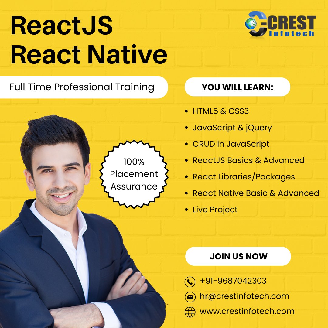 crestwebtech's tweet photo. Contact: hr@crestinfotech.com #opportunities #ReactJS #Reactnative #training #internship #batch2022 #intern2023 #batch2023 #ReactJS_Native #careerdevelopment #jobs Crest Infotech ™ https://t.co/fEjiWOfswe