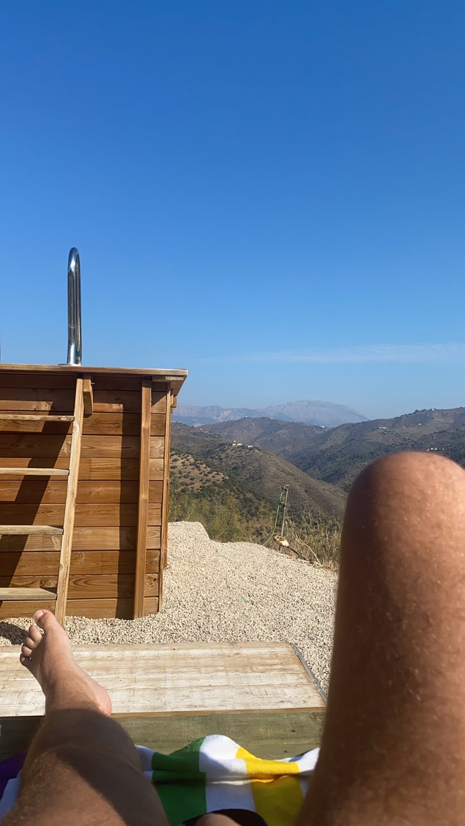 JudiHench's tweet photo. Take me back here!  Listening to the wind ripping apart my garden, I’d like the warm sunshine back on my body please! #NakedBathing #NudistHoliday #SummerFun https://t.co/oeMNClMtCg
