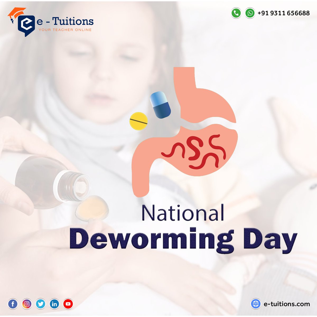 Let's raise awareness and promote the importance of deworming this #NationalDewormingDay. Join the fight against parasitic worms, and protect our children's health and future.
#SwasthaBharat #WormFreeIndia #deworming #WormFreeIndia #KrimiMuktBharat  #AyushmanBharatHWCs #etuitions