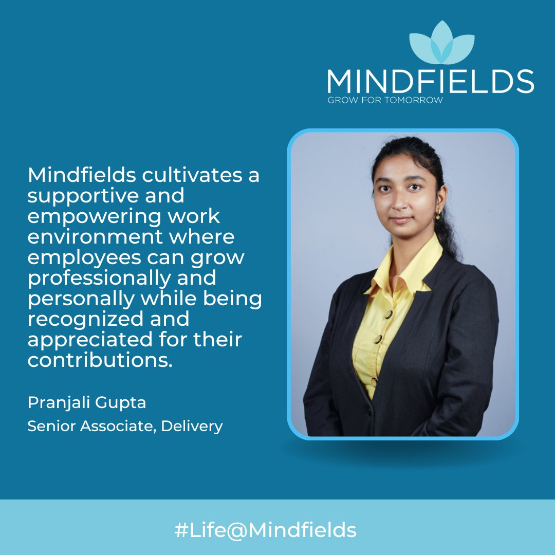 Meet Pranjali Gupta, one of our talented rising stars, as she shares her unique perspective on life at #Mindfields.

Join us in shaping the future of the #automation industry &amp; advancing your #career. Explore open positions &amp; apply now: mindfieldsglobal.com/careers