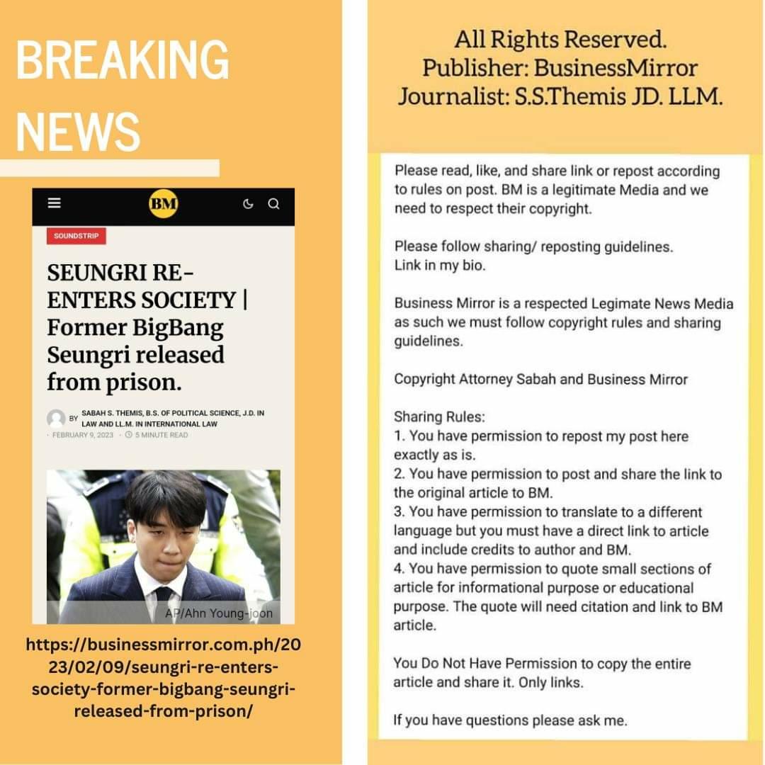 ‼️‼️MASS RT/SPREAD‼️‼️

Please SHARE/SPREAD this UNBIASED latest article upon Seungri's release recently & recap on his case, written by Attorney S. EVERYWHERE! Also please note & abide by the sharing/reposting guidelines as stated below.

#SeungrisRealStory #JusticeForSeungri