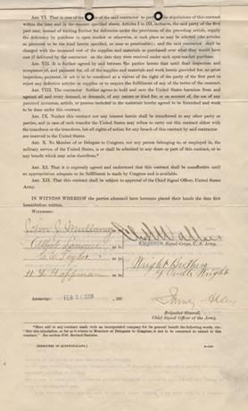 AviationHistGal's tweet image. On Feb 10, 1908, the US Army awarded the Wright Brothers a contract for an airplane. The contract was two pages long. You probably can't even get the table of contents onto two pages for most modern government contracts!