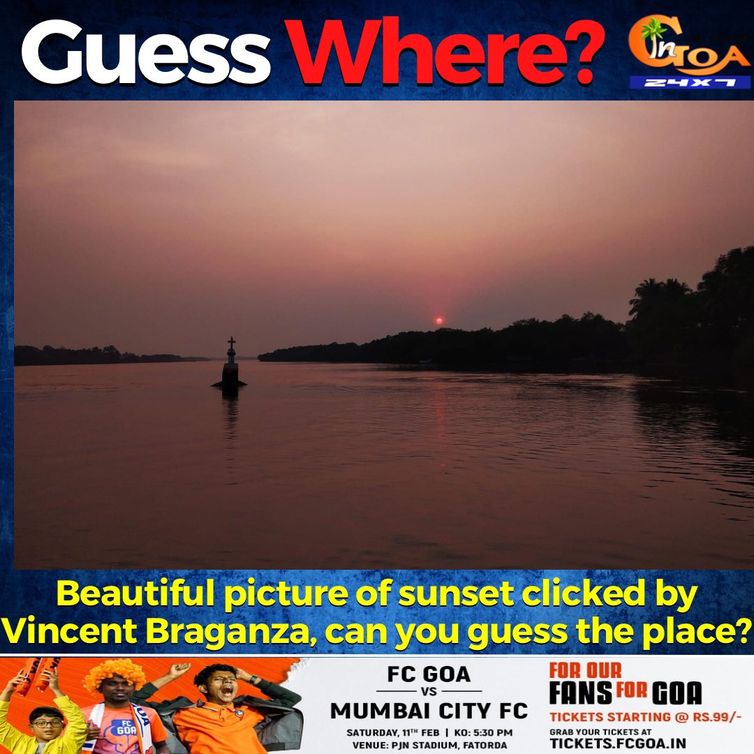 InGoa24x7's tweet photo. #PictureOfTheDay- Beautiful picture of sunset ๐ท clicked by Vincent Braganza, can you guess the place?
#AmazingGoa #Goa #GoaNews #GoaSunset #Sunset https://t.co/twUFWHT4FU