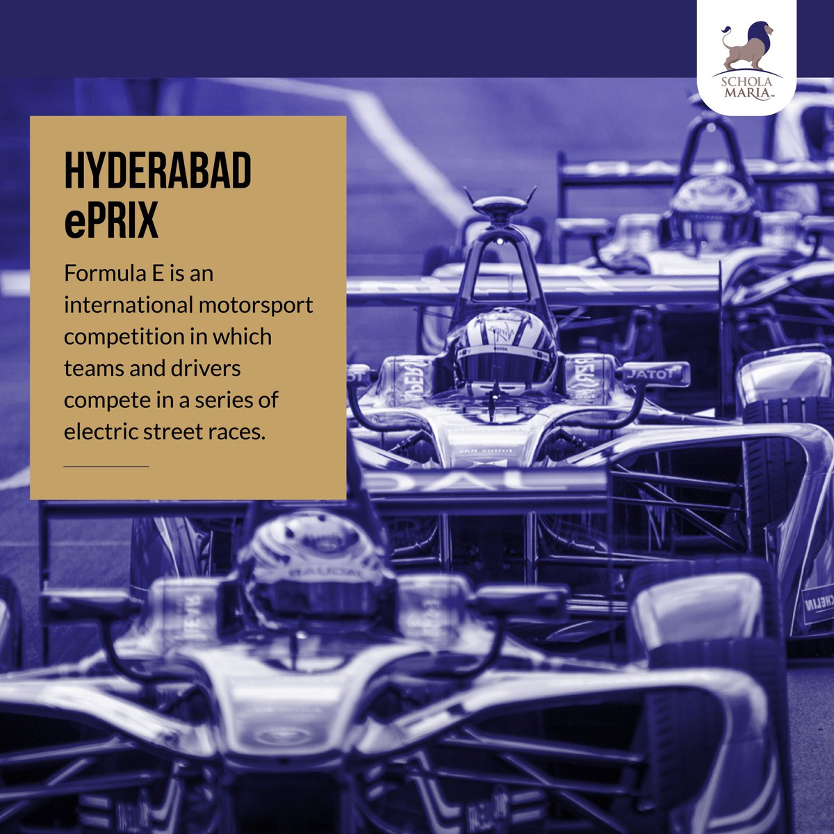 The Hyderabad ePrix will be the first Formula E race to be held in the country. 
#FormulaE #MotorRacing #SportsSchool #ScholaMaria