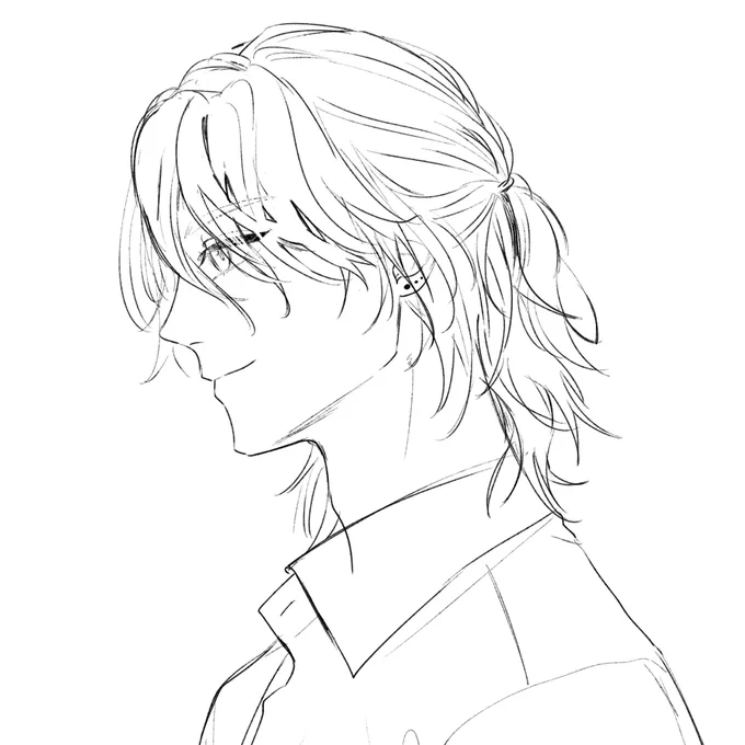 最近ハーフアップ男子が好きという絵 