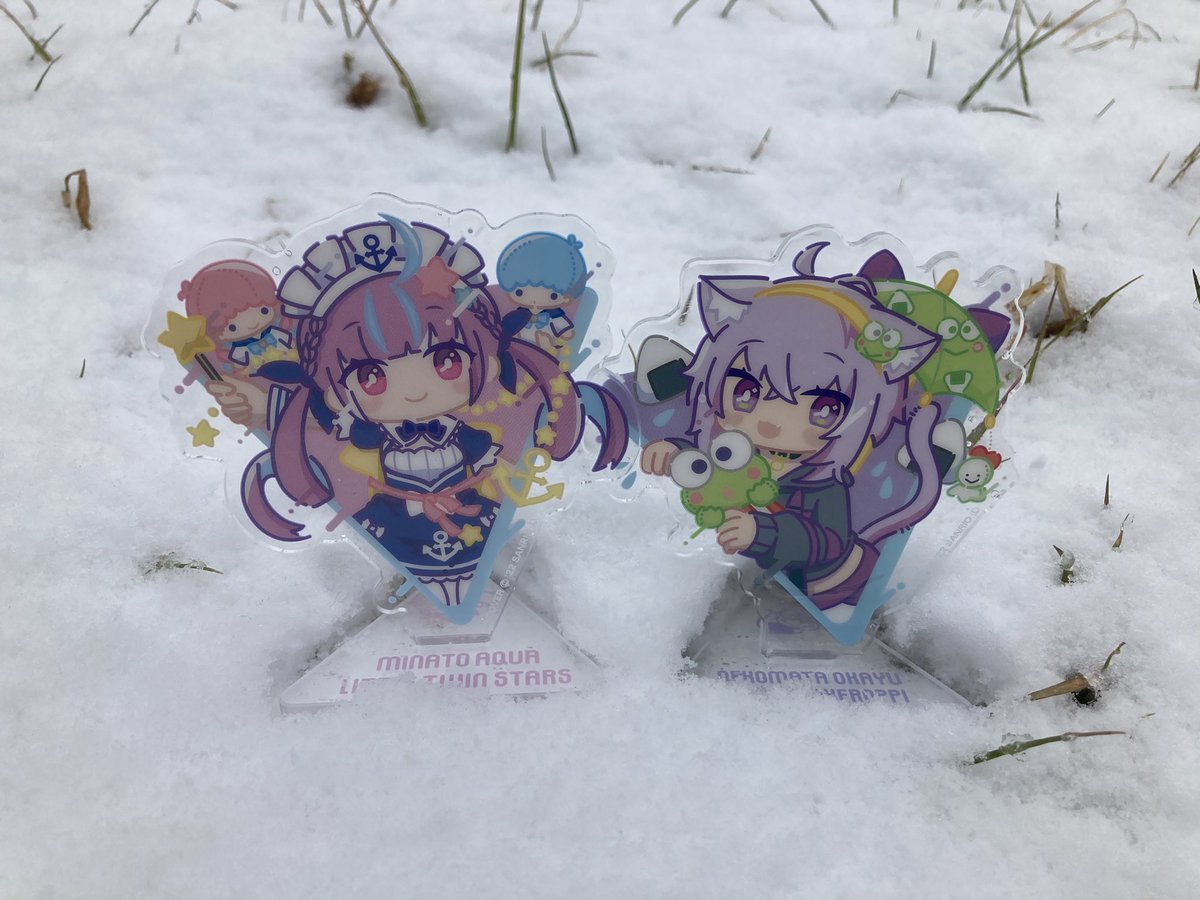 湊あくあ ,猫又おかゆ 「雪の あくおか  」|いちみ＠ホロ学、あくおか本委託中のイラスト