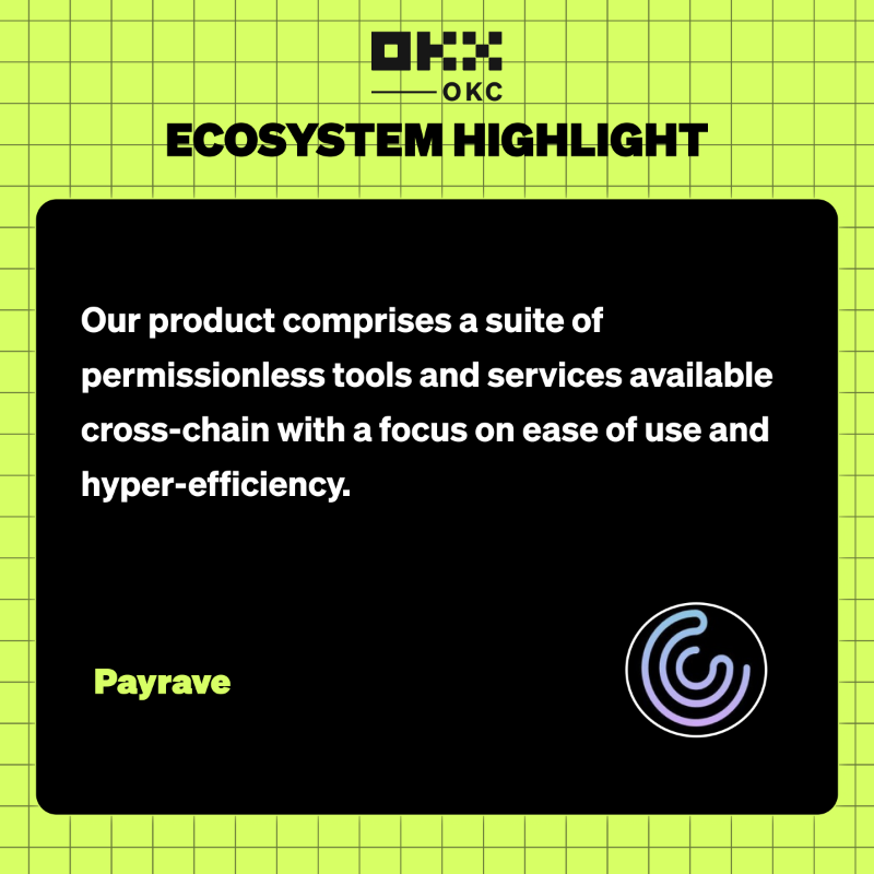 OKCNetwork's tweet photo. New integration 👉 @payrave

Payrave is a hyper-efficient, multi-chain #DeFi aggregator that aims to connect and unify all EVM blockchains. 

#OKXChain users can experience #RaveDEX, track tokens and transactions with a portfolio manager, and more.

👇