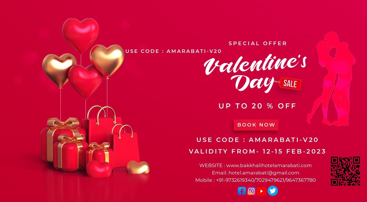 HotelAmarabati's tweet photo. 𝙑𝘼𝙇𝙀𝙉𝙏𝙄𝙉𝙀❜𝙎 𝘿𝘼𝙔 ❤️ ❤️ 𝙊𝙁𝙁𝙀𝙍
𝑼𝑷 𝑻𝑶 20% 𝑶𝑭𝑭  ***
𝐔𝐒𝐄 𝐂𝐎𝐃𝐄 : 𝐀𝐌𝐀𝐑𝐀𝐁𝐀𝐓𝐈-𝐕𝟐𝟎
𝖡𝗈𝗈𝗄𝗂𝗇𝗀 𝖲𝗂𝗍𝖾 : 𝗐𝗐𝗐.𝖻𝖺𝗄𝗄𝗁𝖺𝗅𝗂𝗁𝗈𝗍𝖾𝗅𝖺𝗆𝖺𝗋𝖺𝖻𝖺𝗍𝗂.𝖼𝗈𝗆 https://t.co/8kJnevAJqZ