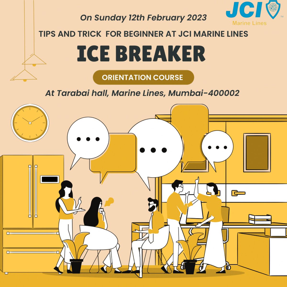 jcimarinelines's tweet photo. Clock is Ticking 🕜⏱️ 
Ice Breaker - Orientation program for JC Members is knocking the Doors on this Sunday at Tarabai Hall, Marine Lines at 10.00AM for members.
#orientation #icebreaker
#marinelines #jcimarinelines #jcindia #jcinhq #jcileaders #training #information #networking https://t.co/n4gZS2yUkA