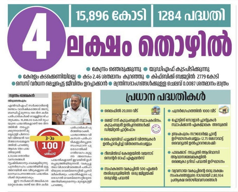 മൂന്നാം 100 ദിന പരിപാടി 
#LDFGovernment