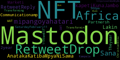 infokalyptisch's tweet photo. Trending in my timeline now: #Mastodon (2) #NFT (2) #RetweetDrop (1) #Africa (1) #mipangoyahatari (1) #Sana (1) #AnatakaKatibaMpyaNiSawa (1) #Lakin (1) https://t.co/xUrrQOB7J8