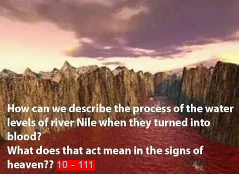 According to the New prophetic wisdom when the Nile Alone with out blood it means the 10 commandments but if it turns bloody or red water. this process means the curse in the world