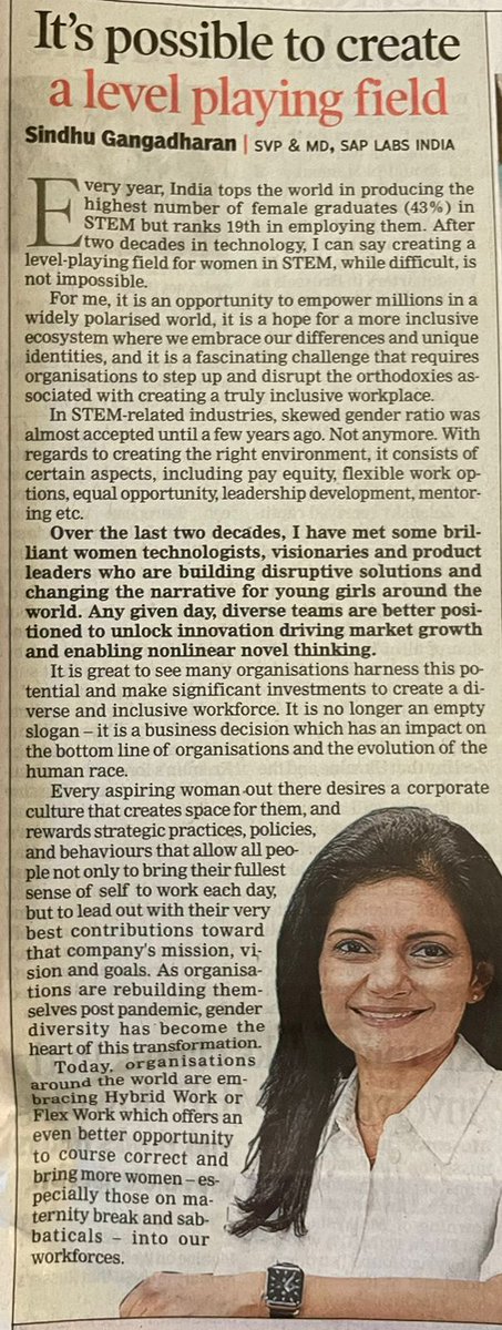 gangadharansind's tweet photo. Every aspiring #woman desires a #workculture that creates space for them, and rewards strategic practices, policies, and behaviors that allow people not only to bring their fullest sense of self to work each day, but contribute to their best potential.
#womenintech @TOIIndiaNews https://t.co/TYYMWuZp32